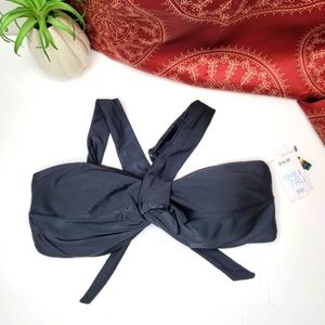 Time and Tru Black Twist Front Bikini Top